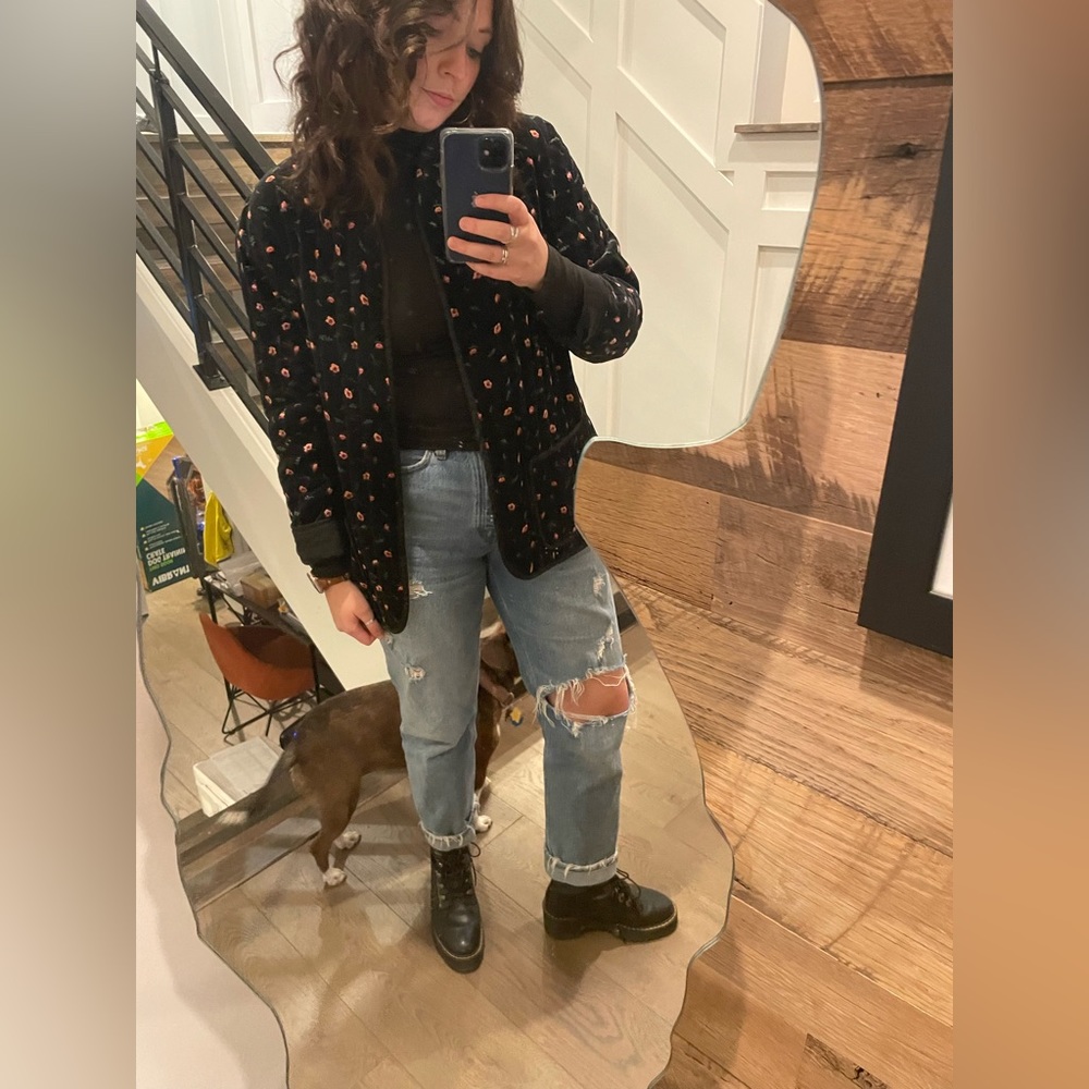 VINTAGE FLORAL VELVET QUILTED JACKET